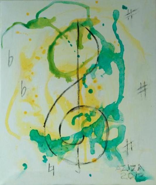 Aziza - Antigua-Barbados - Air Guitar - acrylic on canvas